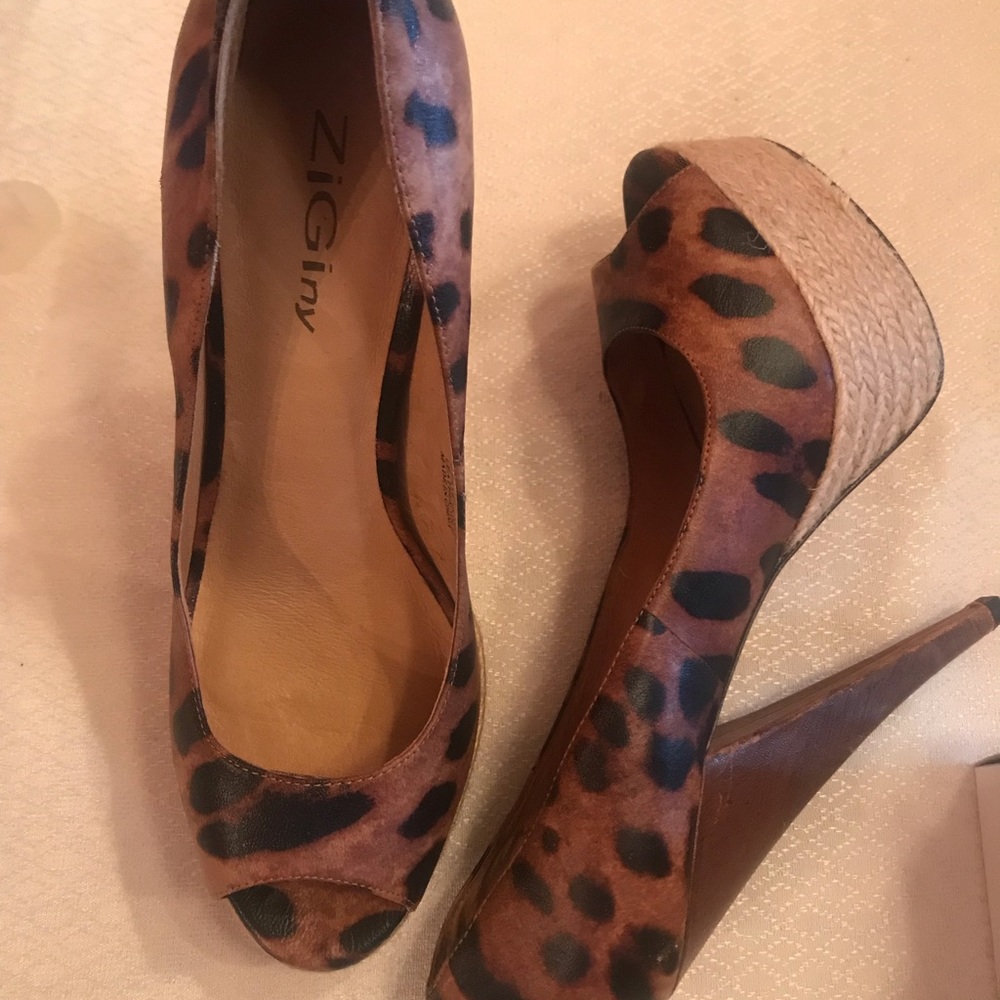 Cheetah print leather heels